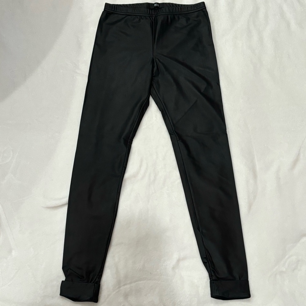 BDG Women’s Vegan Leather Cuffed Pants Leggings - black, size S